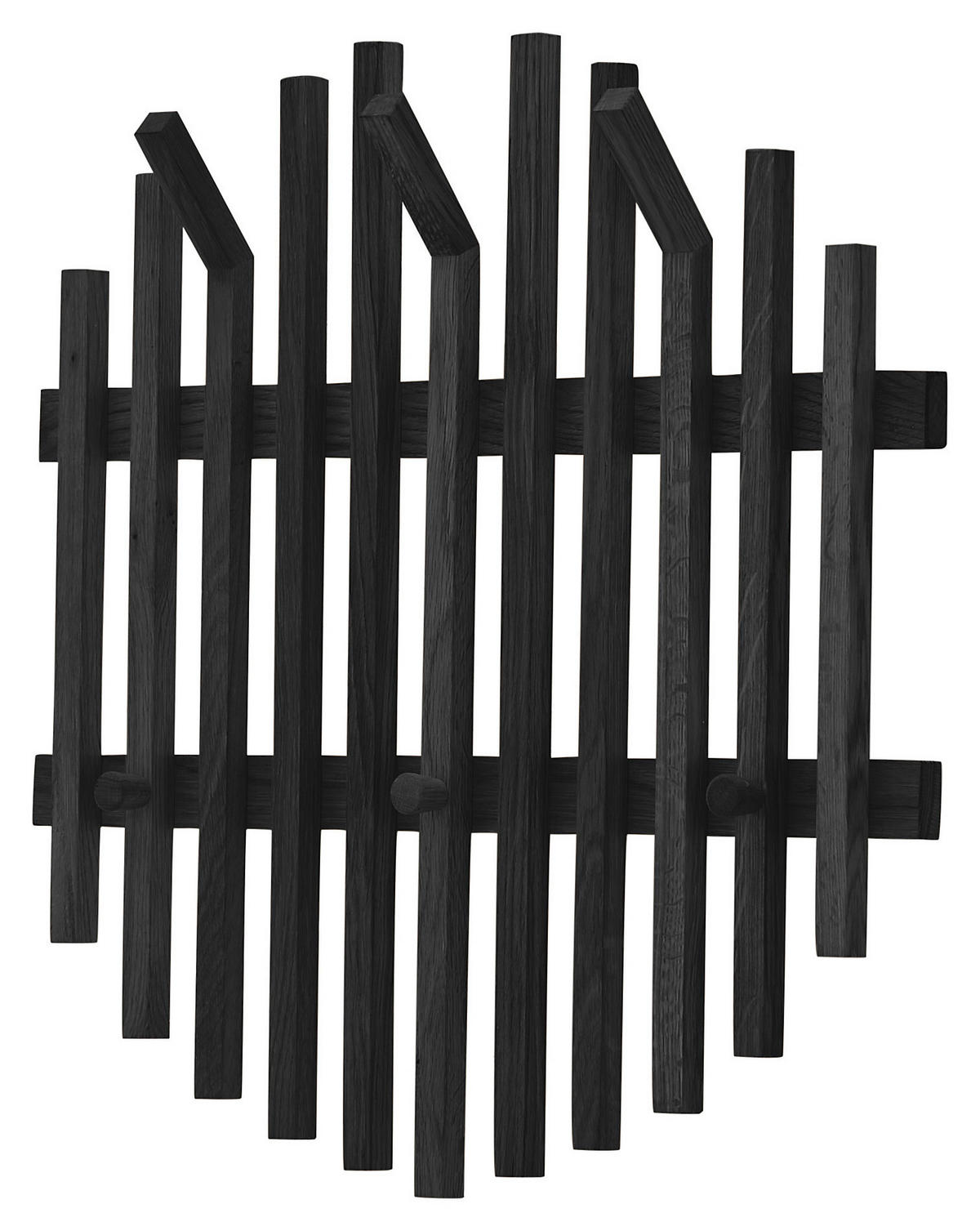 ŠATNÍ PANEL, černá, dub, 58/60/11 cm - černá, Basics, dřevo (58/60/11cm)