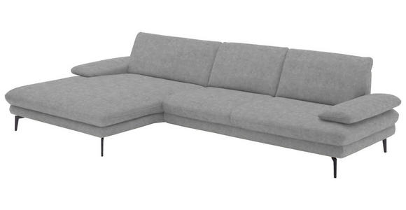 ECKSOFA in Velours Hellgrau 180/310 cm - Hellgrau/Schwarz, Design, Textil/Metall (180/310cm) - Dieter Knoll