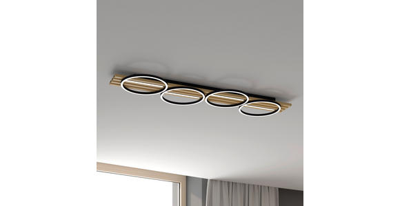LED-DECKENLEUCHTE 125/38/6,8 cm   - Schwarz, Design, Holz/Kunststoff (125/38/6,8cm) - Novel