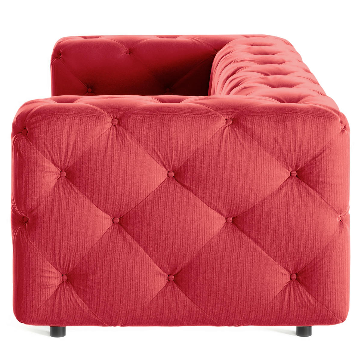 3-SITZER-SOFA Samt Rot  - Rot/Schwarz, Design, Kunststoff/Textil (230/71/100cm) - P & B