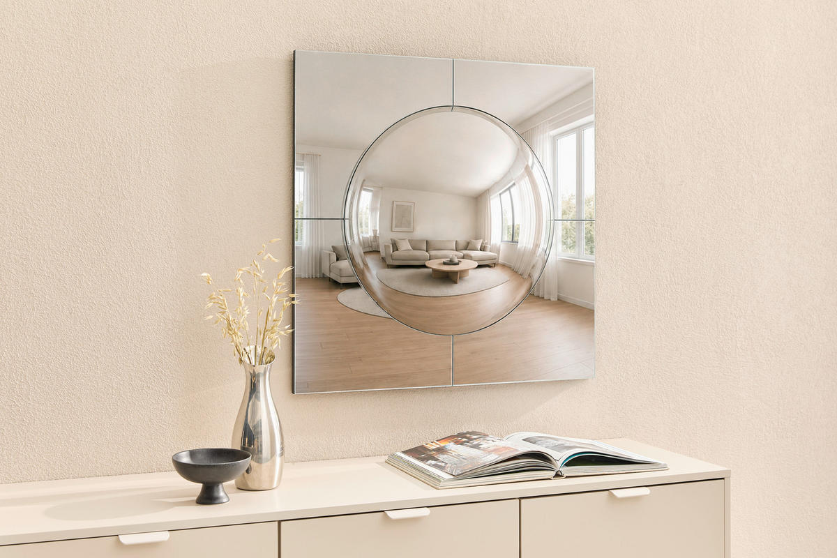 OGLEDALO ZIDNO  70/70/5 cm     - crna, Design, staklo/drvni materijal (70/70/5cm) - Novel