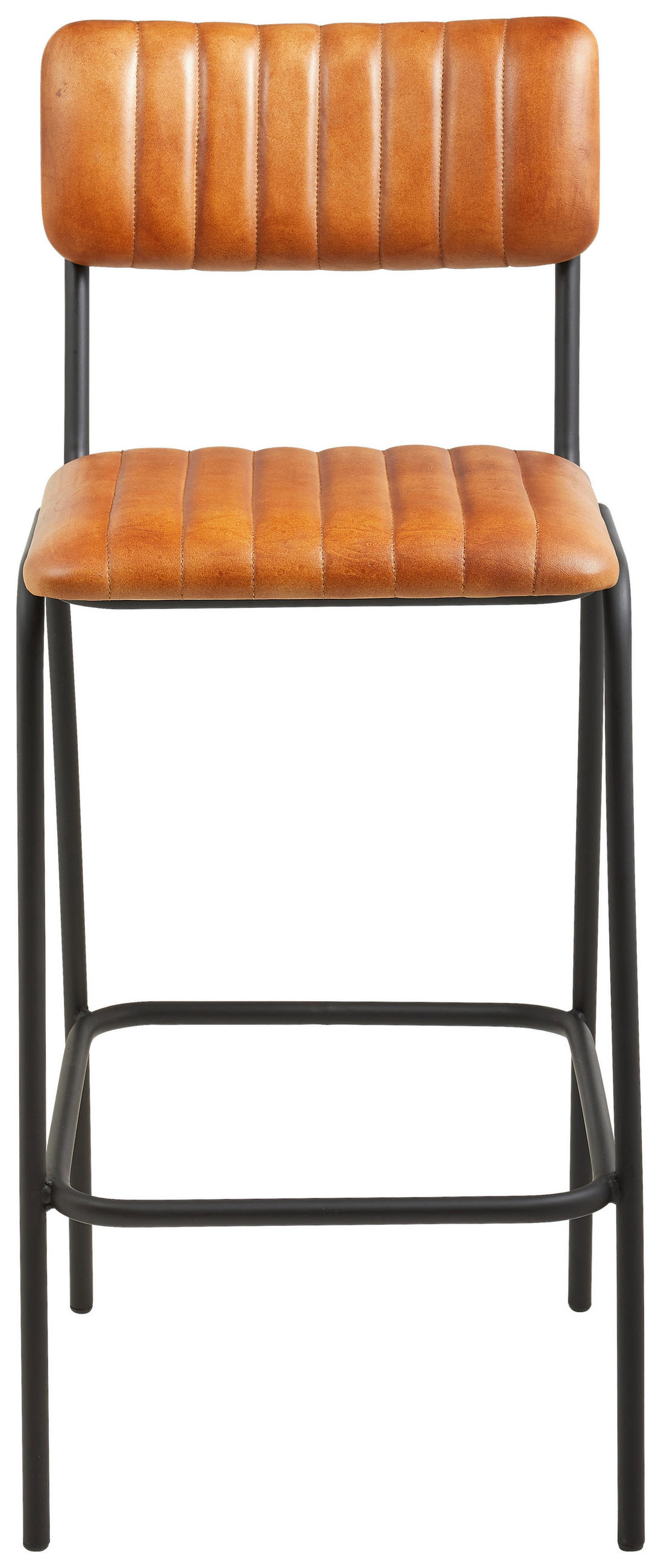 BARHOCKER Echtleder Braun, Schwarz Eisen  - Schwarz/Braun, Trend, Leder/Metall (44/103/53cm) - Landscape