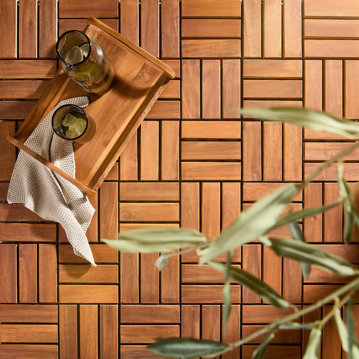 TERRASSENFLIESE Akazie Uno 10 Stück  - Braun/Akaziefarben, KONVENTIONELL, Holz/Kunststoff (30/30/2,4cm) - Ambia Garden