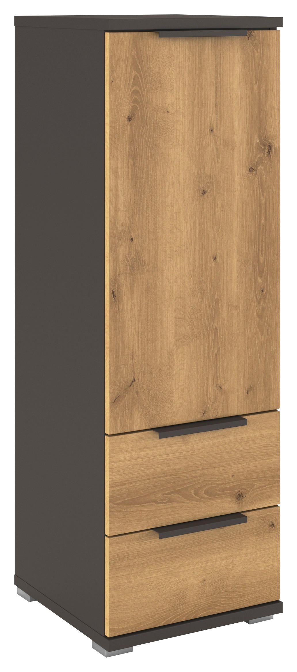 HIGHBOARD  in 40/122/42 cm  - Eichefarben/Graphitfarben, KONVENTIONELL, Holzwerkstoff/Metall (40/122/42cm) - Xora