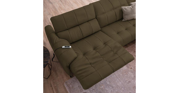 ECKSOFA in Echtleder Taupe 313/165 cm - Taupe/Cognac, Design, Leder/Metall (313/165cm) - Emilio Belluti