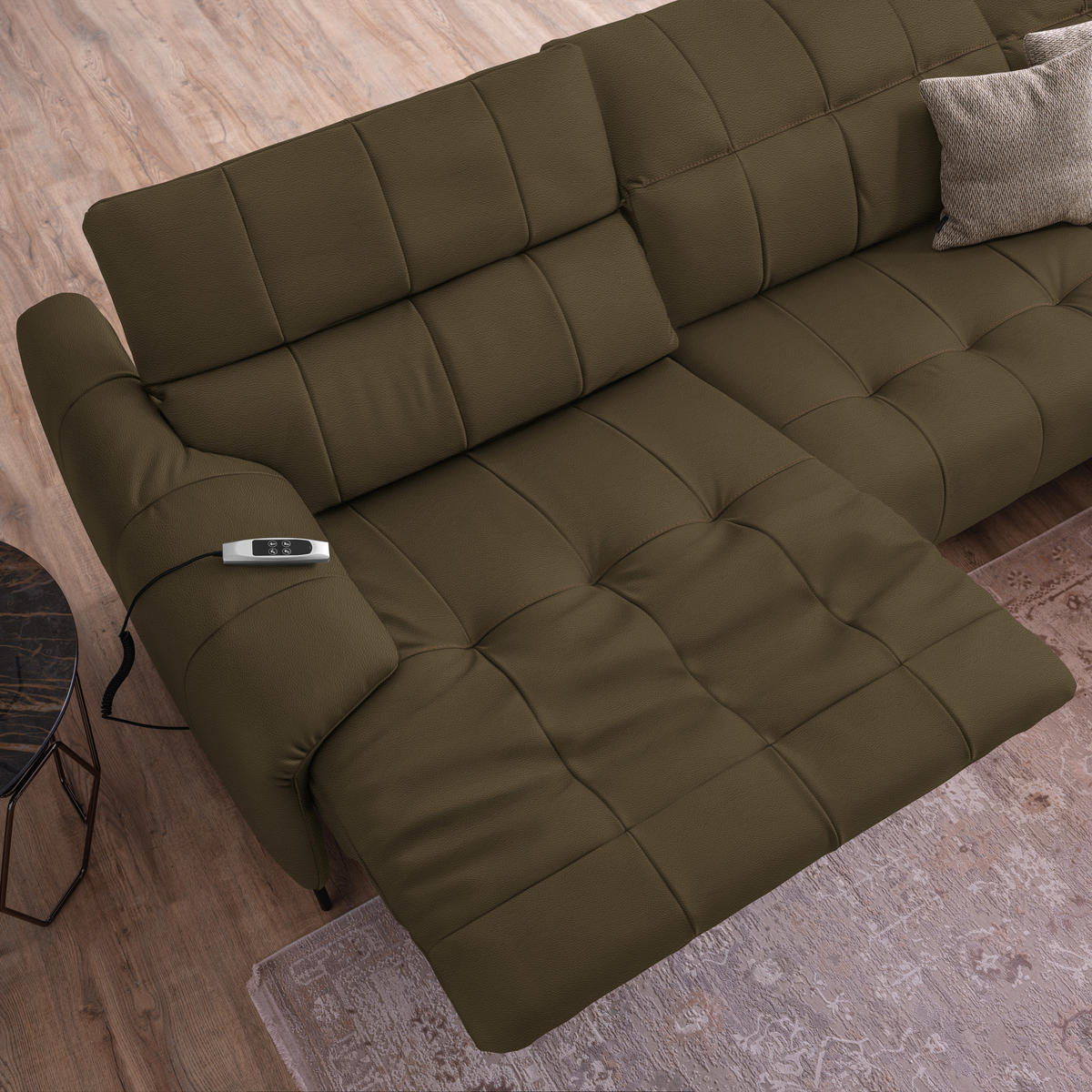 ECKSOFA in Echtleder Taupe  313/165 cm  - Taupe/Cognac, Design, Leder/Metall (313/165cm) - Emilio Belluti