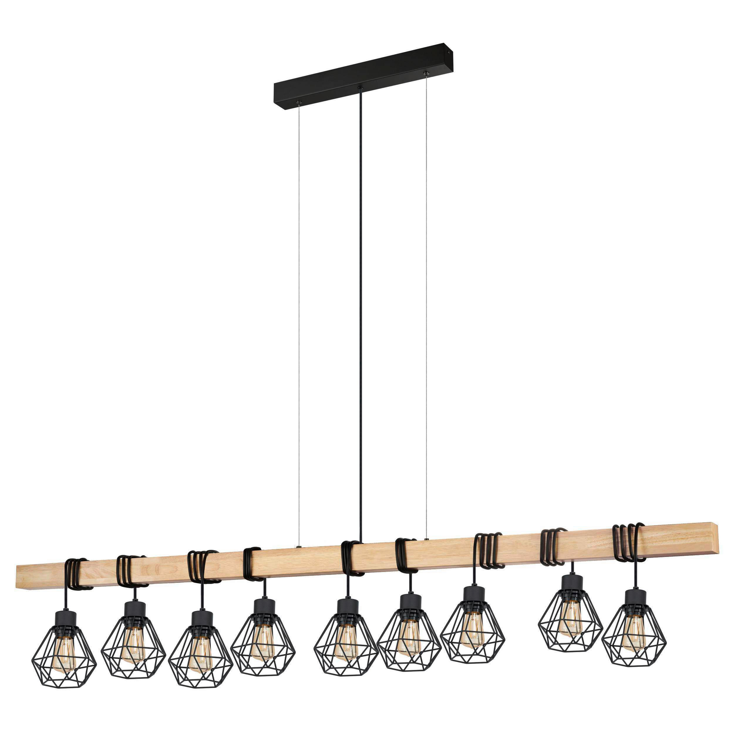 HÄNGELEUCHTE 150/20/110 cm - Schwarz/Braun, Natur, Holz/Metall (150/20/110cm) - Eglo