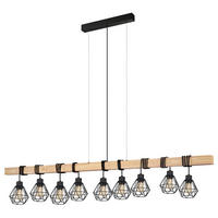HÄNGELEUCHTE Townshend 150/20/110 cm   - Schwarz/Braun, Natur, Holz/Metall (150/20/110cm) - Eglo