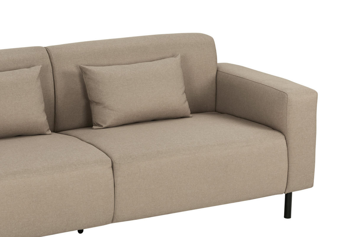 KÉTÜLÉSES KANAPÉ textil bézs  - bézs/fekete, Modern, textil/fém (204/76/79cm) - P & B