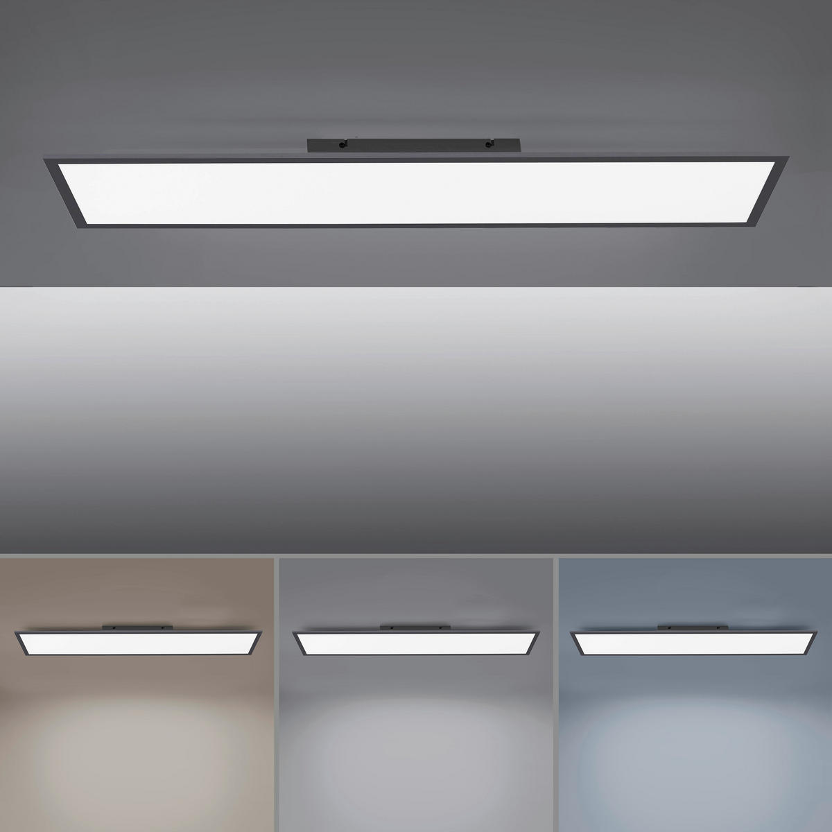 LED-DECKENLEUCHTE 100/25/5,3 cm   - Schwarz, Basics, Kunststoff/Metall (100/25/5,3cm)