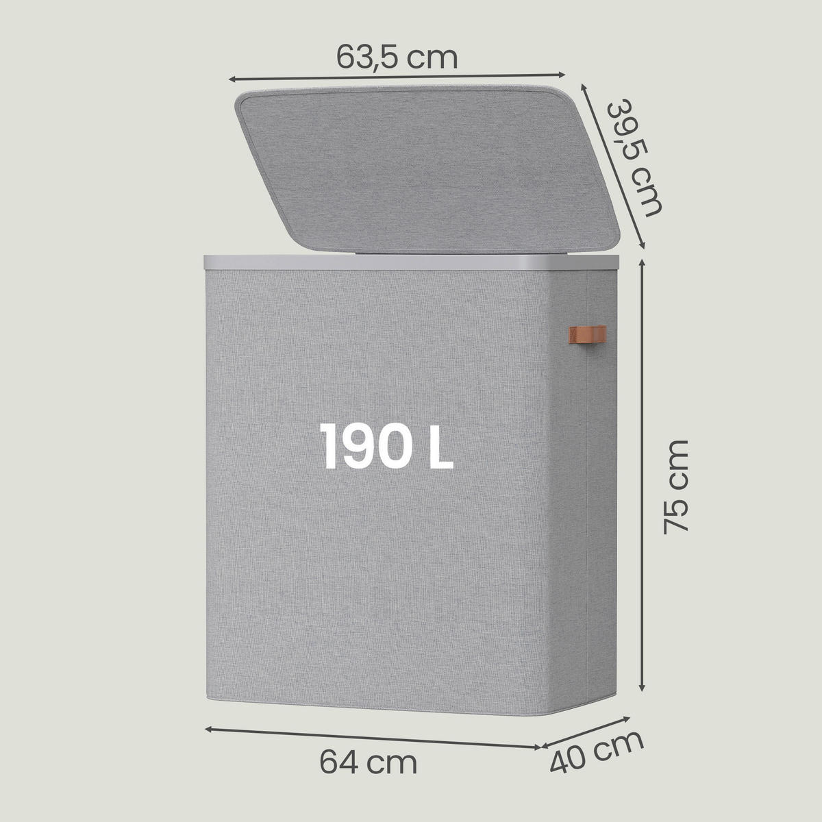 WÄSCHEKORB - Grau, Trend, Holzwerkstoff/Kunststoff (64/75/40cm) - Boxxx