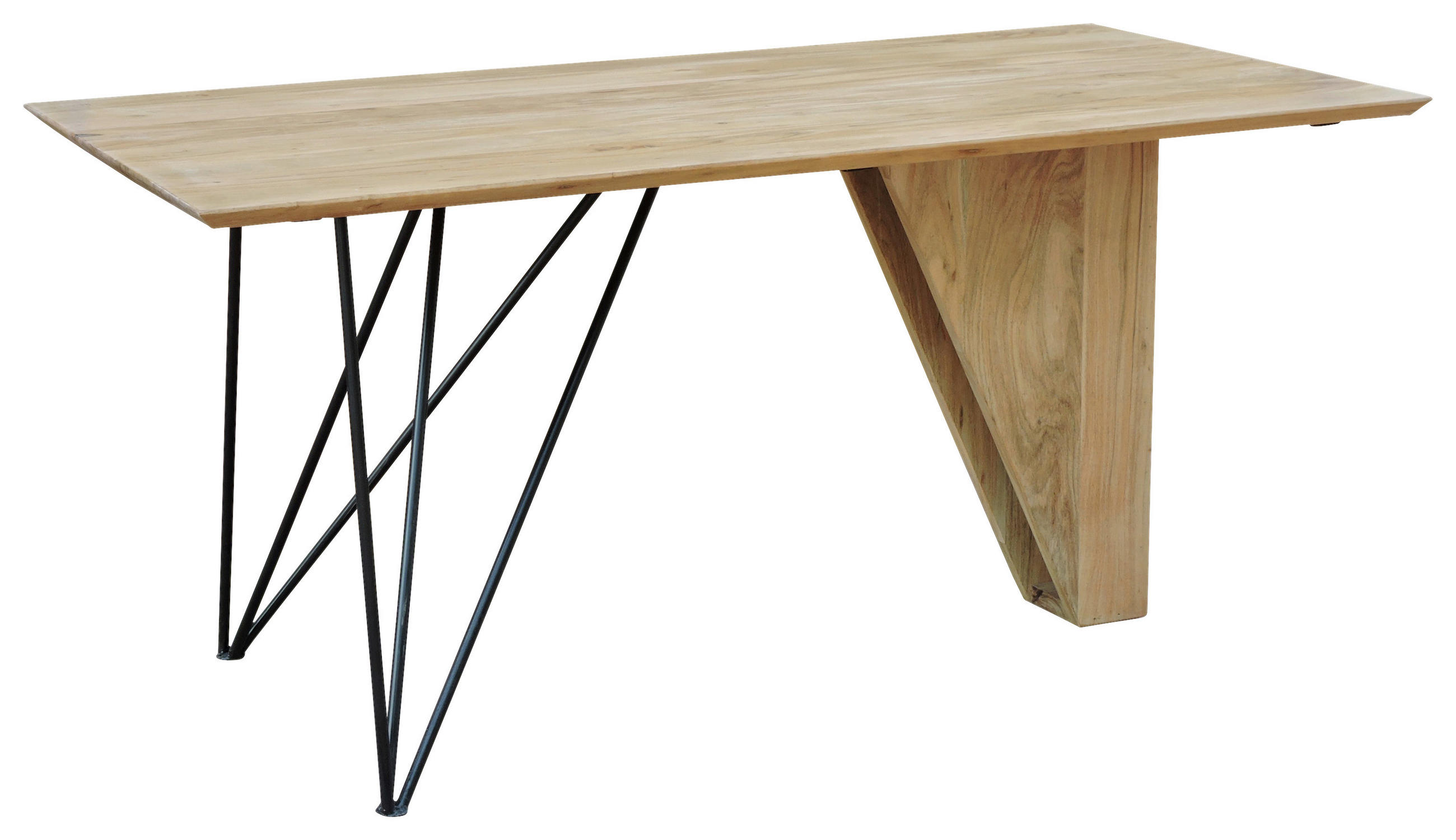 SCHREIBTISCH 160/80/76 cm Schwarz, Akaziefarben   - Schwarz/Akaziefarben, Modern, Holz/Metall (160/80/76cm) - Landscape