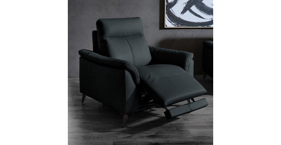 SESSEL in Echtleder Dunkelblau  - Schwarz/Dunkelblau, Design, Leder/Metall (105/107/98cm) - Belluti