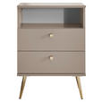 NACHTSCHRANK 50/70/34 cm  - Beige/Messingfarben, KONVENTIONELL, Holzwerkstoff/Metall (50/70/34cm) - Carryhome