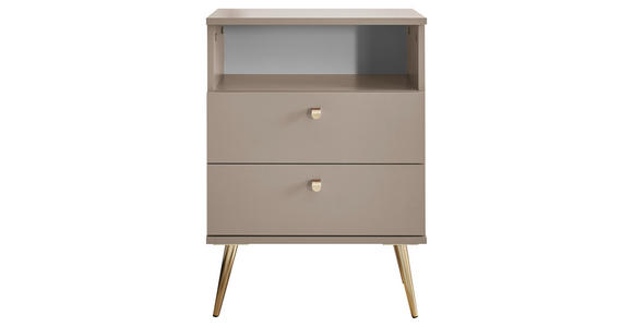 NACHTSCHRANK 50/70/34 cm  - Beige/Messingfarben, KONVENTIONELL, Holzwerkstoff/Metall (50/70/34cm) - Carryhome