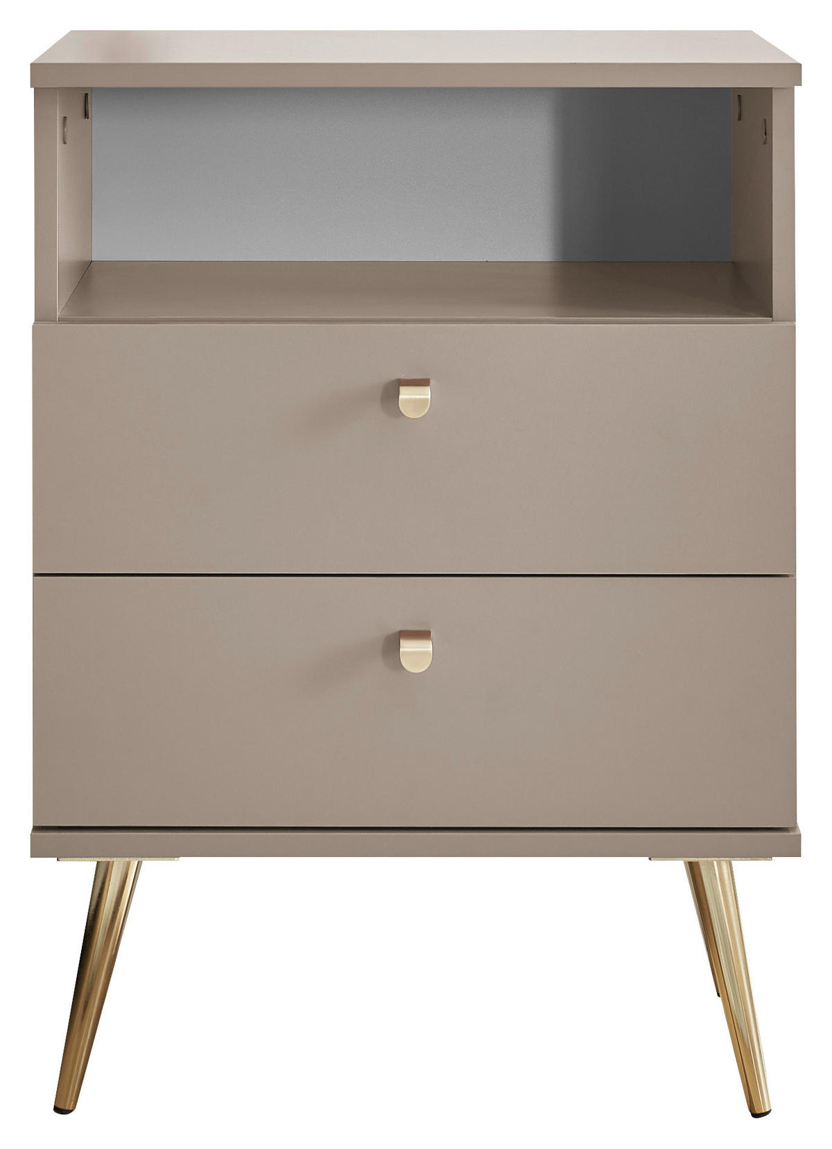 NACHTSCHRANK 50/70/34 cm  - Beige/Messingfarben, KONVENTIONELL, Holzwerkstoff/Metall (50/70/34cm) - Carryhome