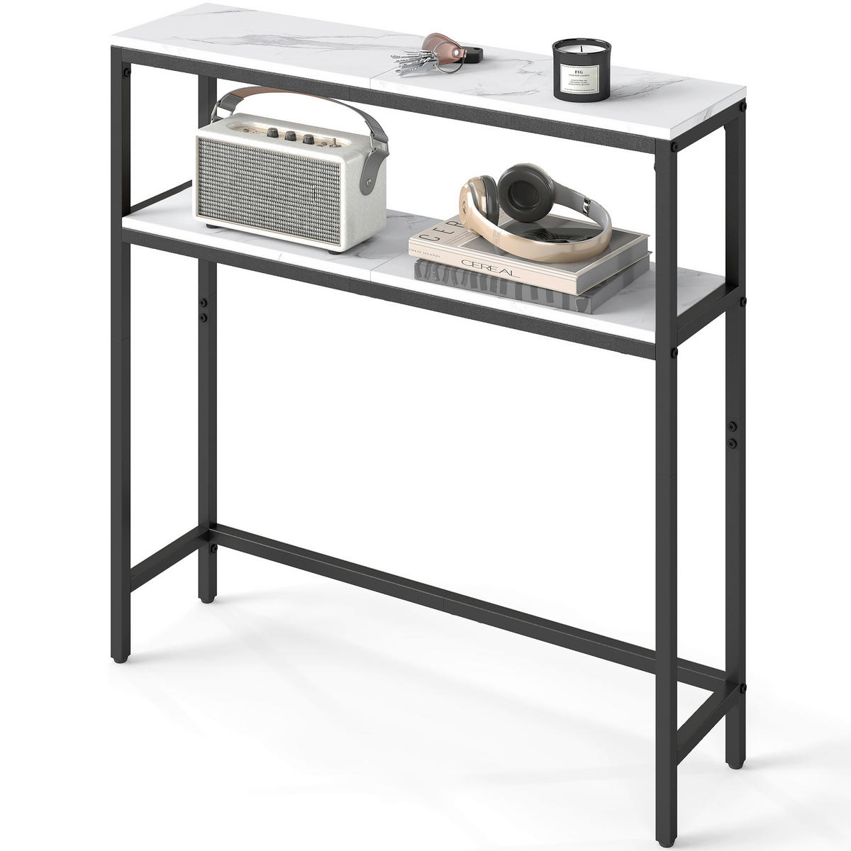 KONSOLENTISCH Weiß  - Schwarz/Weiß, Trend, Holzwerkstoff/Metall (80/20/80cm) - Boxxx