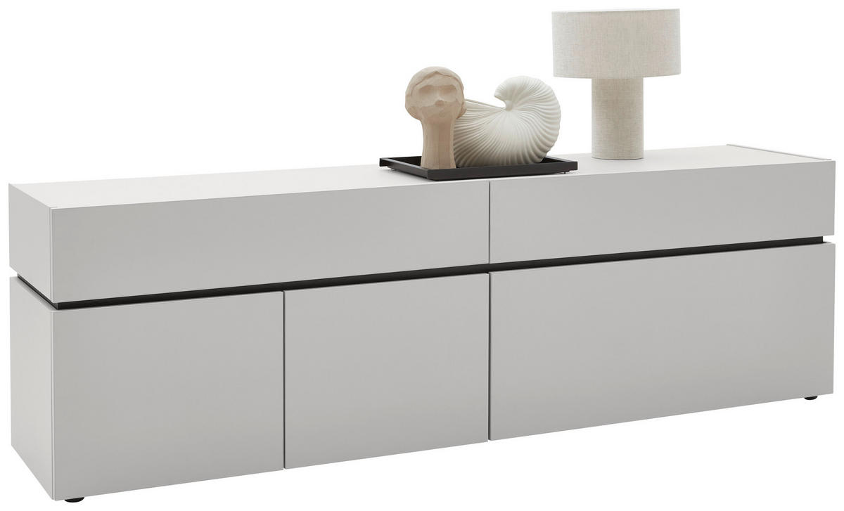 Comodă Joasă 180/57/40 cm  - cașmir/negru, Design, plastic/material pe bază de lemn (180/57/40cm) - Voleo