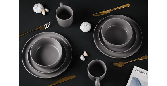 KOMBISERVICE Grau Salerno 16-teilig 4 Personen  - Grau, Trend, Keramik - Novel