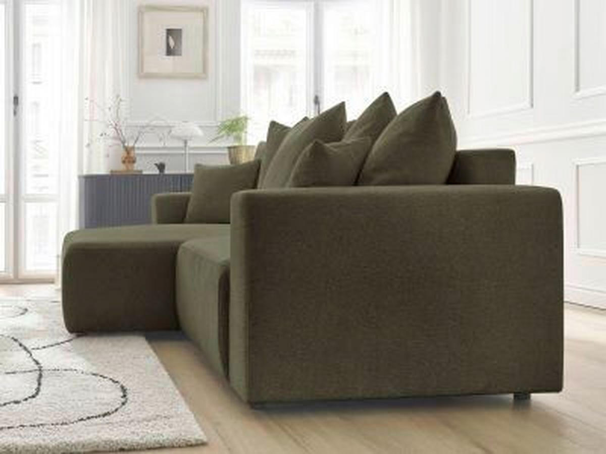ECKSOFA Ottomane links  ATILLA Grün Flachgewebe  - Schwarz/Grün, MODERN, Kunststoff/Textil (149/244cm)