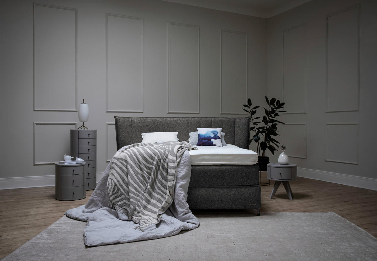 BOXSPRINGBETT 160/200 cm  in Taupe  - Taupe/Schwarz, KONVENTIONELL, Holz/Textil (160/200cm) - Sjöholm