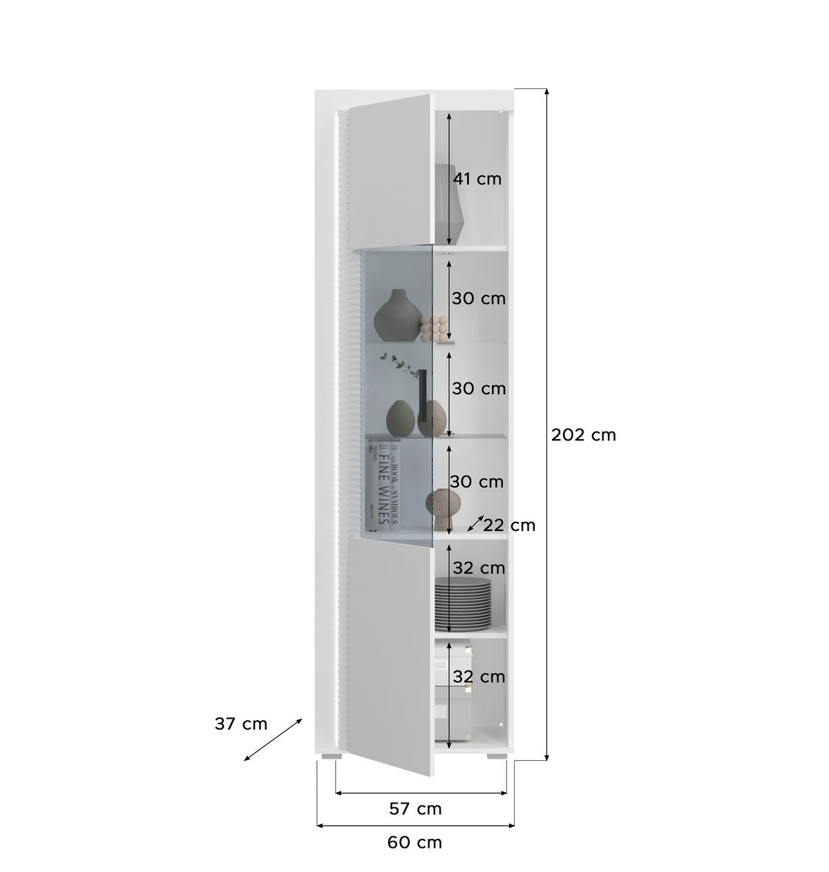 OBÝVACÍ STĚNA, vysoce lesklá bílá - barvy stříbra/vysoce lesklá bílá, Design, kompozitní dřevo/plast (351/202/46cm) - MID.YOU