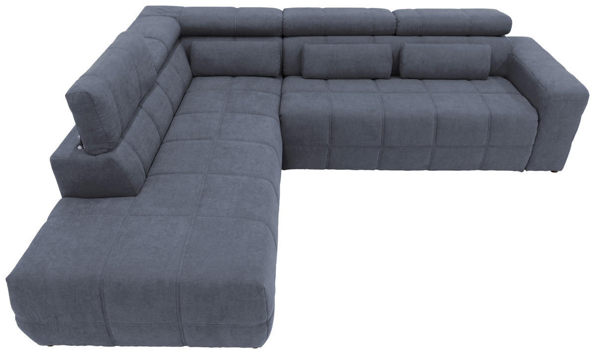 ECKSOFA Dunkelgrau Mikrofaser  - Dunkelgrau/Schwarz, Design, Kunststoff/Textil (228/275cm) - MID.YOU