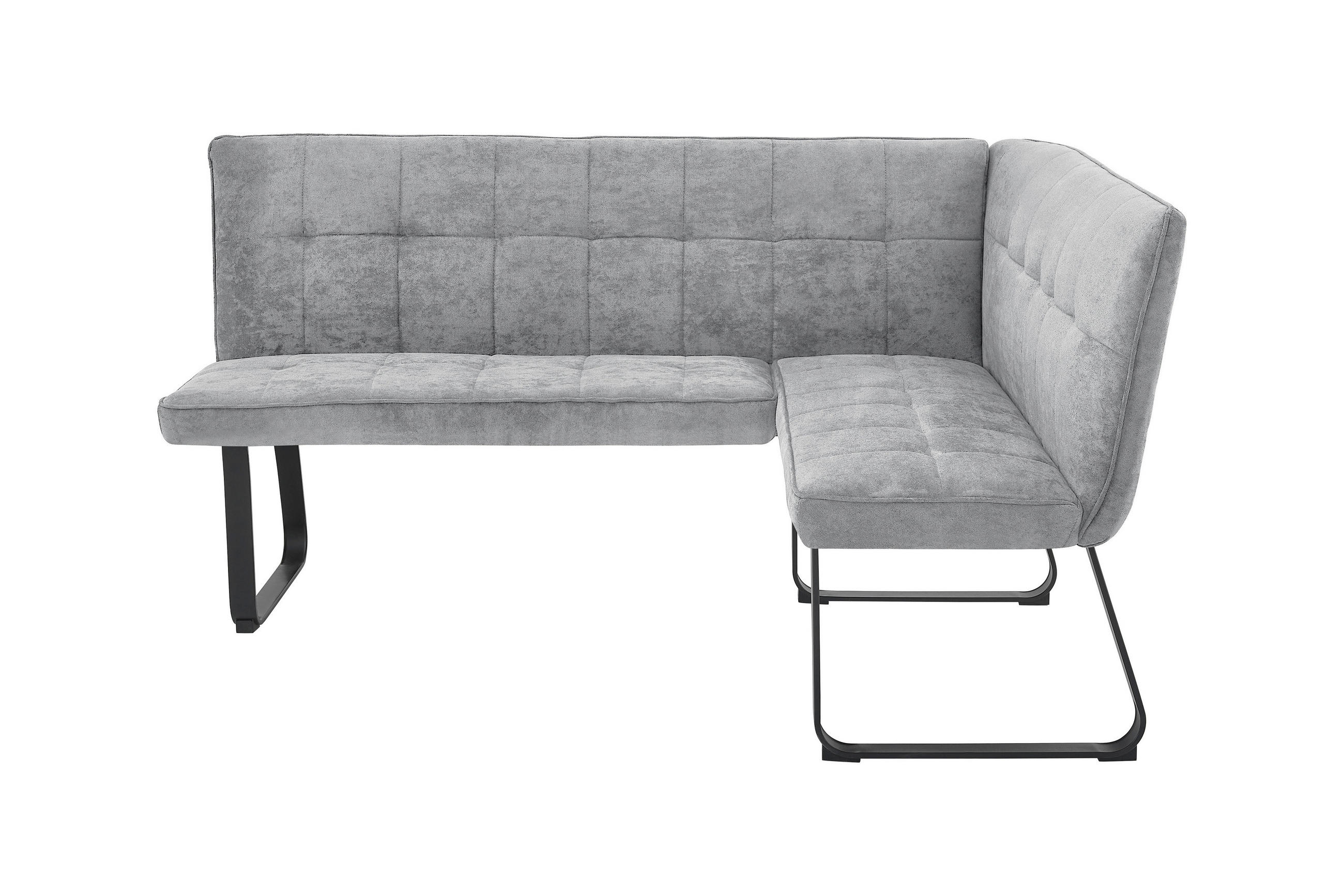 ECKBANK 168/128 cm  in Hellgrau  - Hellgrau/Schwarz, MODERN, Textil/Metall (168/128cm) - MID.YOU