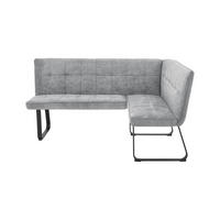 ECKBANK 168/128 cm  in Hellgrau  - Hellgrau/Schwarz, MODERN, Textil/Metall (168/128cm) - MID.YOU