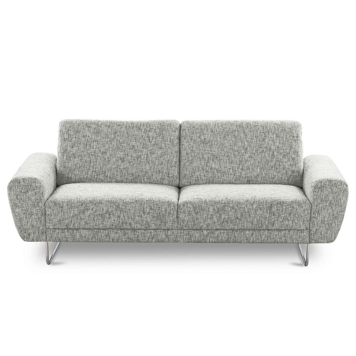 3-SITZER-SOFA SPRING in Webstoff Grau Modern  - Chromfarben/Grau, Design, Textil/Metall (187/85/92cm) - Livetastic