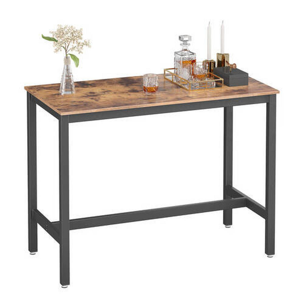 BAROVÝ STŮL, hnědá, černá, 120/60/90 cm - černá/hnědá, Natur, kov/kompozitní dřevo (120/60/90cm) - Boxxx