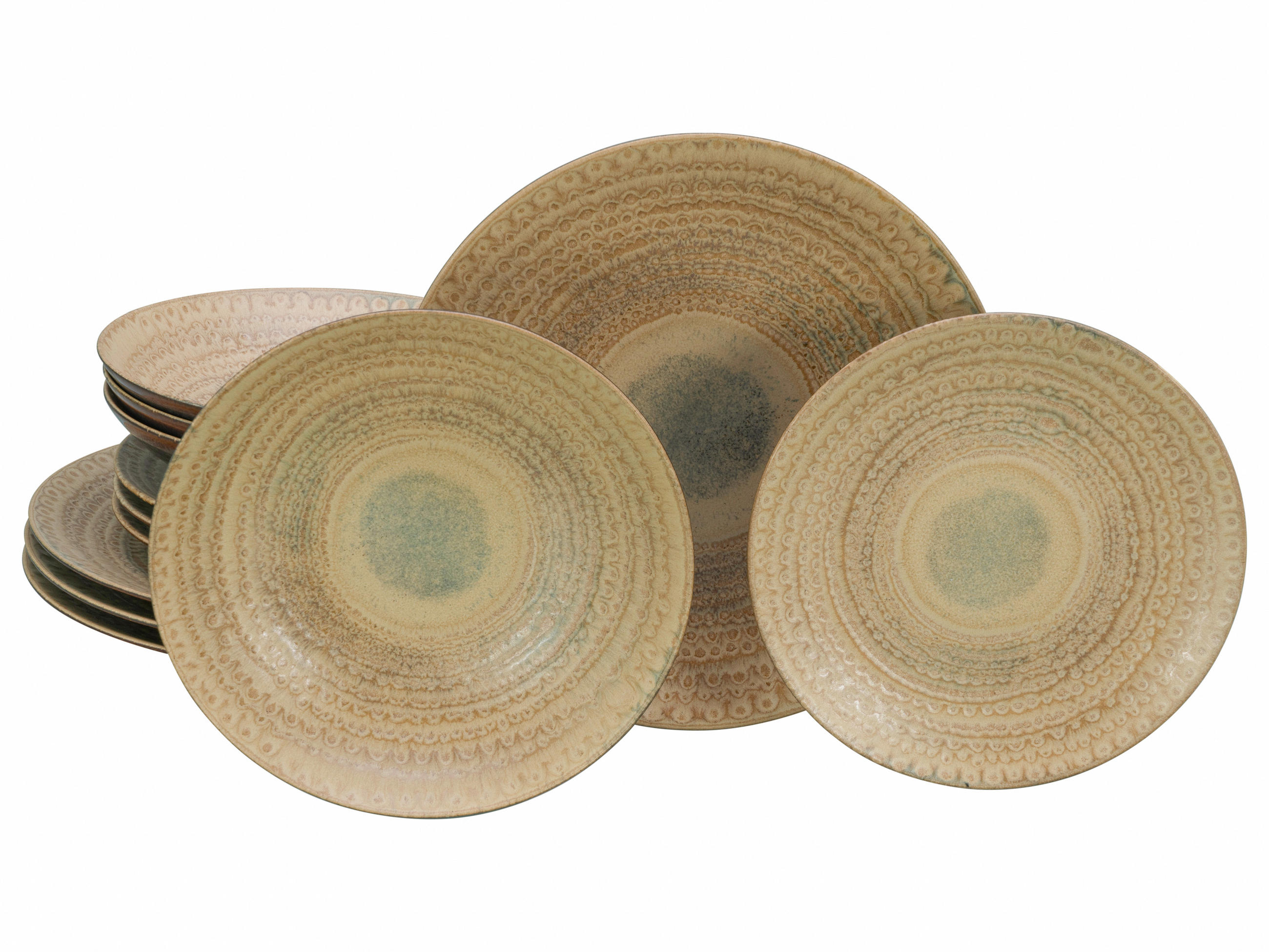 TAFELSERVICE Braun, Sandfarben Neapel Sand 12-teilig  - Sandfarben/Braun, Basics, Keramik - Creatable