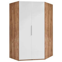 ECKSCHRANK 120/236/120 cm Weiß, Eichefarben  - Chromfarben/Eichefarben, MODERN, Holzwerkstoff (120/236/120cm) - MID.YOU