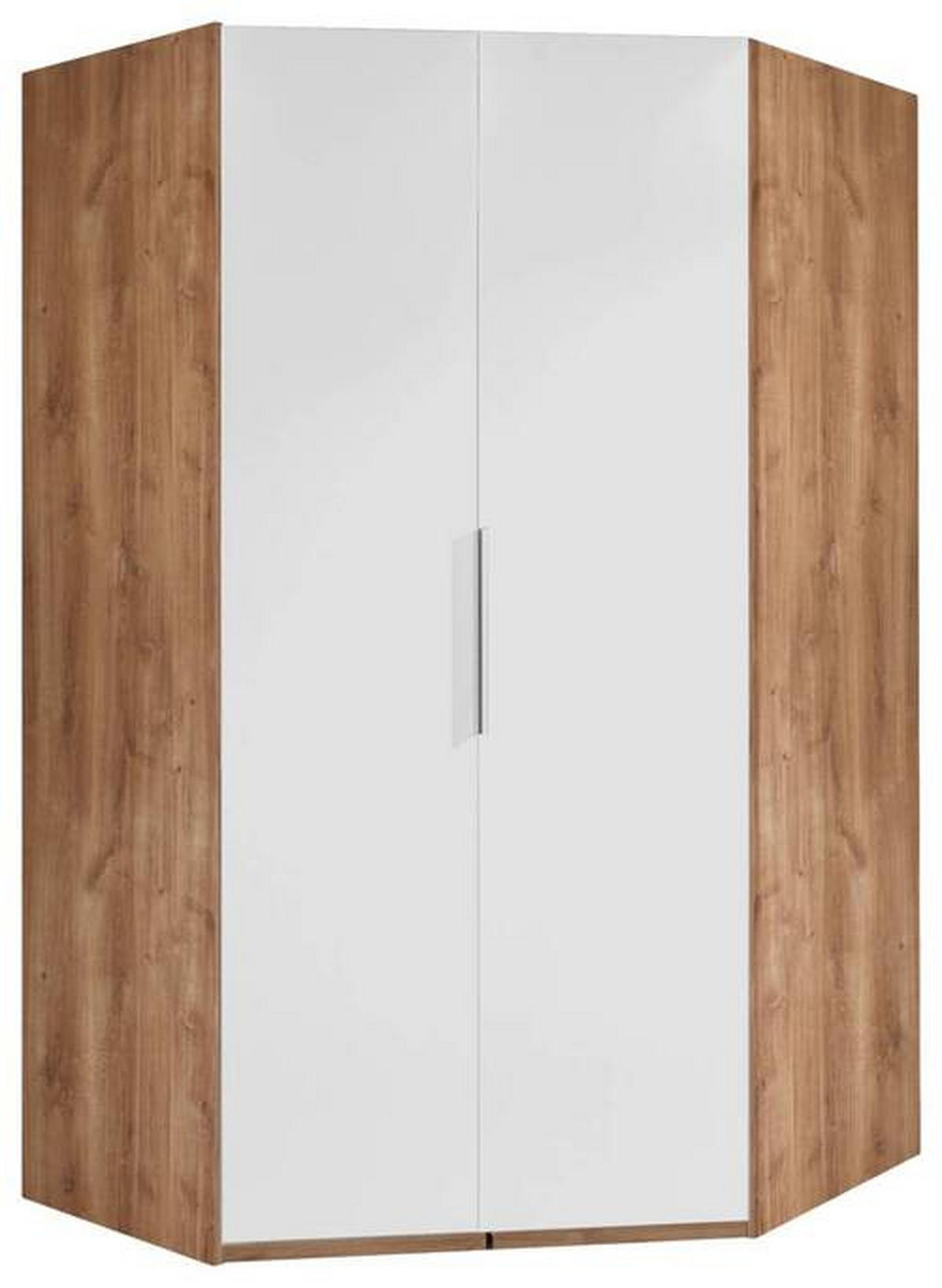 ECKSCHRANK 120/236/120 cm Weiß, Eichefarben  - Chromfarben/Eichefarben, MODERN, Holzwerkstoff (120/236/120cm) - MID.YOU