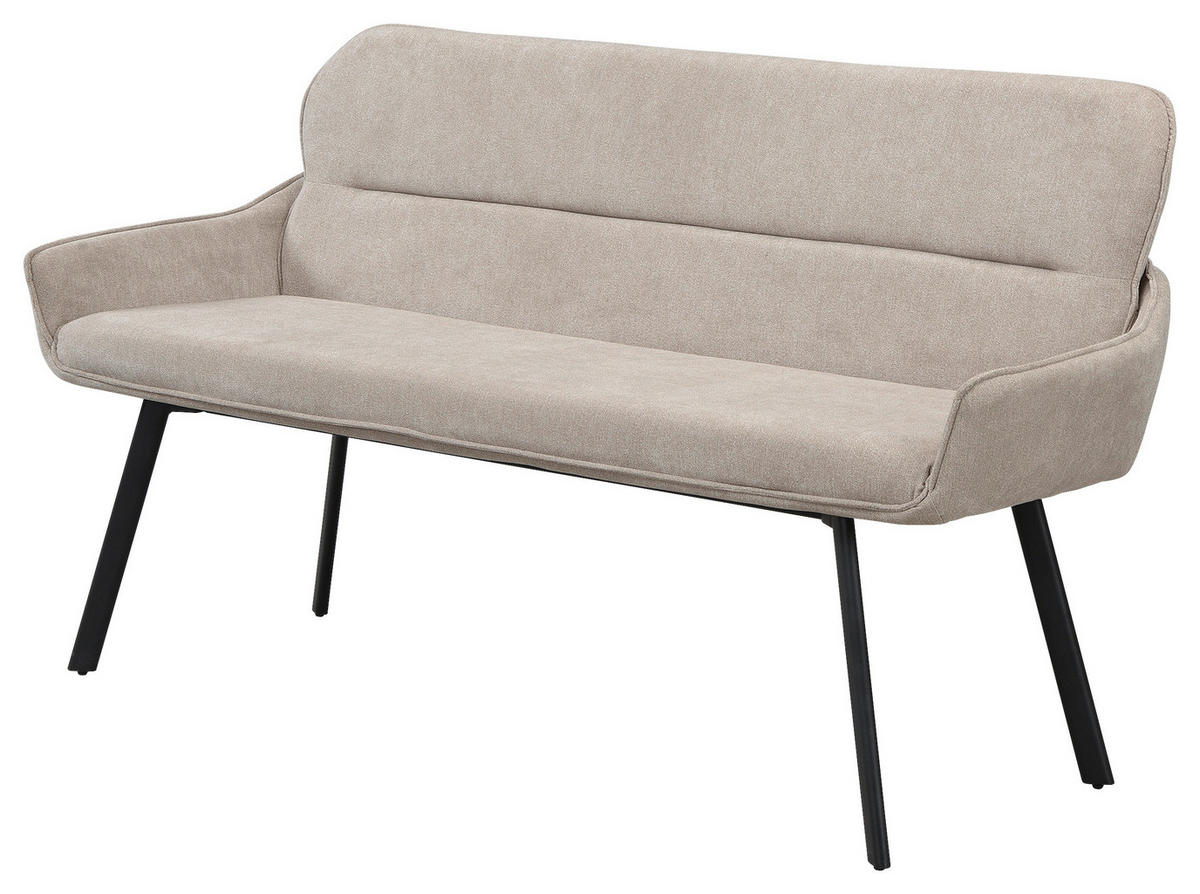 SITZBANK in Metall, Textil Taupe  - Taupe/Schwarz, MODERN, Textil/Metall (140/90/62cm) - MID.YOU