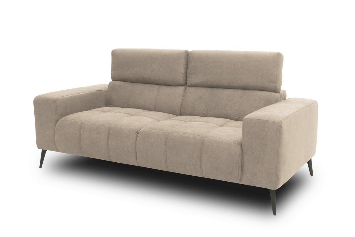 2-SITZER-SOFA TRENTO Mikrofaser Taupe  - Taupe/Dunkelgrau, MODERN, Textil/Metall (208/79/104cm) - MID.YOU