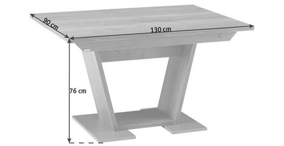 ESSTISCH in Holzwerkstoff 130/90/76 cm  - Edelstahlfarben/Eichefarben, KONVENTIONELL, Holzwerkstoff (130/90/76cm) - Venda