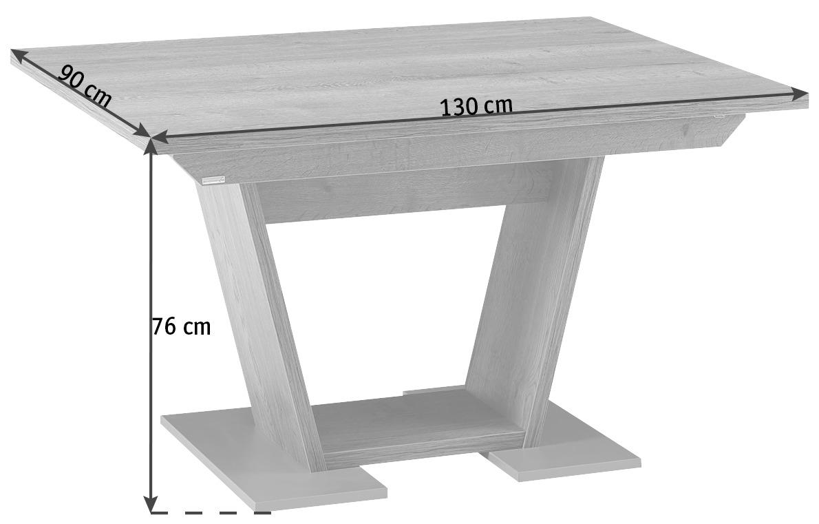 ESSTISCH rechteckig Eichefarben, Edelstahlfarben  - Edelstahlfarben/Eichefarben, KONVENTIONELL, Holzwerkstoff (130/90/76cm) - Venda