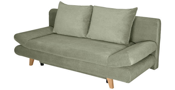 SCHLAFSOFA mit Schlafen auf Sitzhöhe, haustierfreundlicher Bezug Cord Olivgrün - Buchefarben/Olivgrün, KONVENTIONELL, Holz/Textil (200/75/85cm) - Carryhome