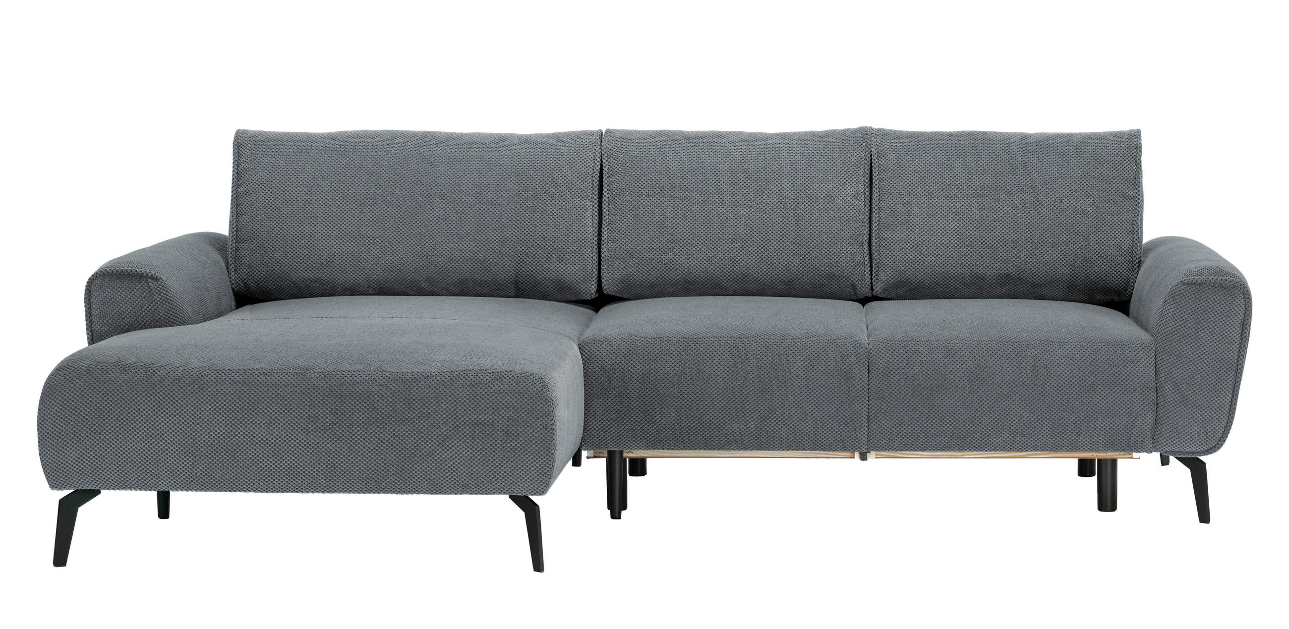 ECKSOFA in Webstoff Grau  - Schwarz/Grau, Design, Textil/Metall (170/272cm) - Welnova