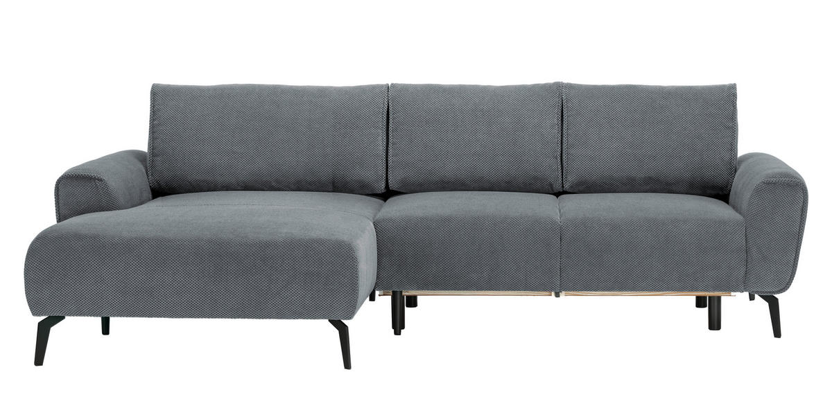 ECKSOFA in Webstoff Grau  - Schwarz/Grau, Design, Textil/Metall (170/272cm) - Welnova