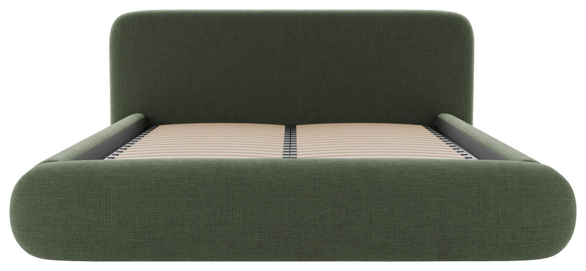 POLSTERBETT 180/200 cm,  in Waldgrün, gepolstertes Kopfteil, Lattenrost, Bettkasten,  - Waldgrün/Schwarz, Design, Holz/Textil (180/200cm) - Chameo