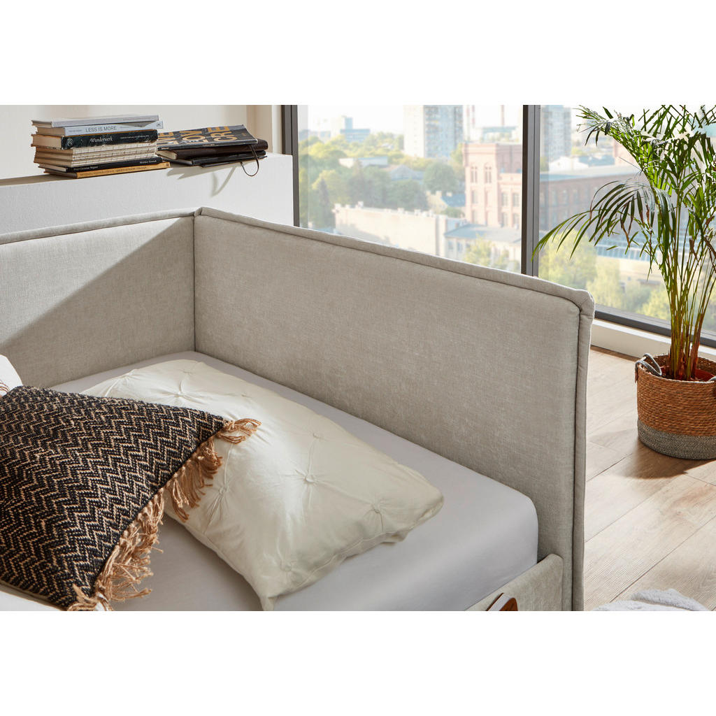 Thumbnail - Stylife Polsterliege, Beige, Textil, Eukalyptusholz, 90x200 cm, Reach, Stoffauswahl, in verschiedenen Größen erhältlich,...