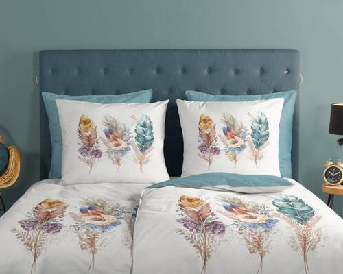 Thumbnail - Wendebettwäsche Via, Mehrfarbig, Textil, Federn, 135x200 cm, atmungsaktiv, Schlaftextilien, Bettwäsche, Bettwäsche, Renf...