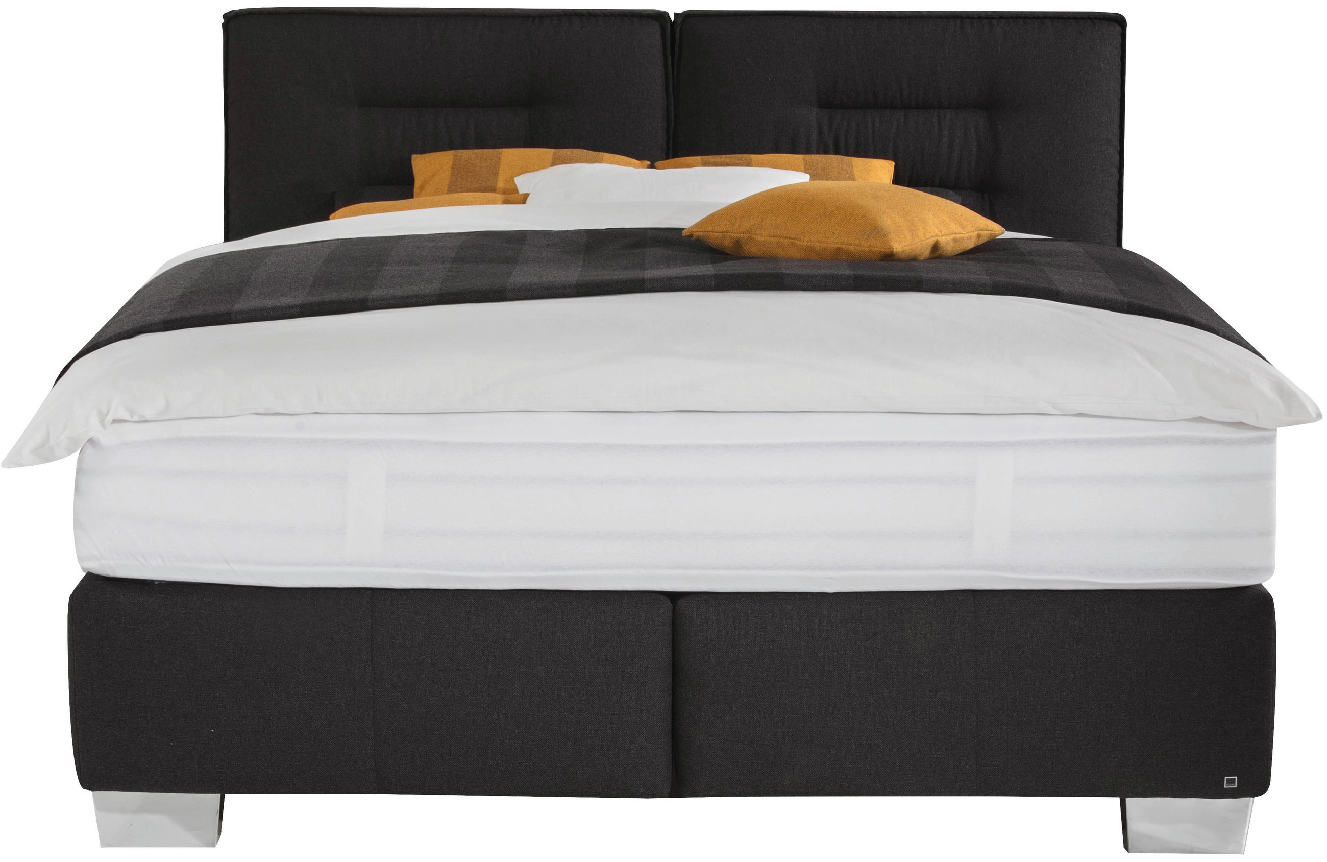 BOXSPRINGBETT 200/210 cm  in Schwarz  - Alufarben/Schwarz, KONVENTIONELL, Textil/Metall (200/210cm) - Dieter Knoll