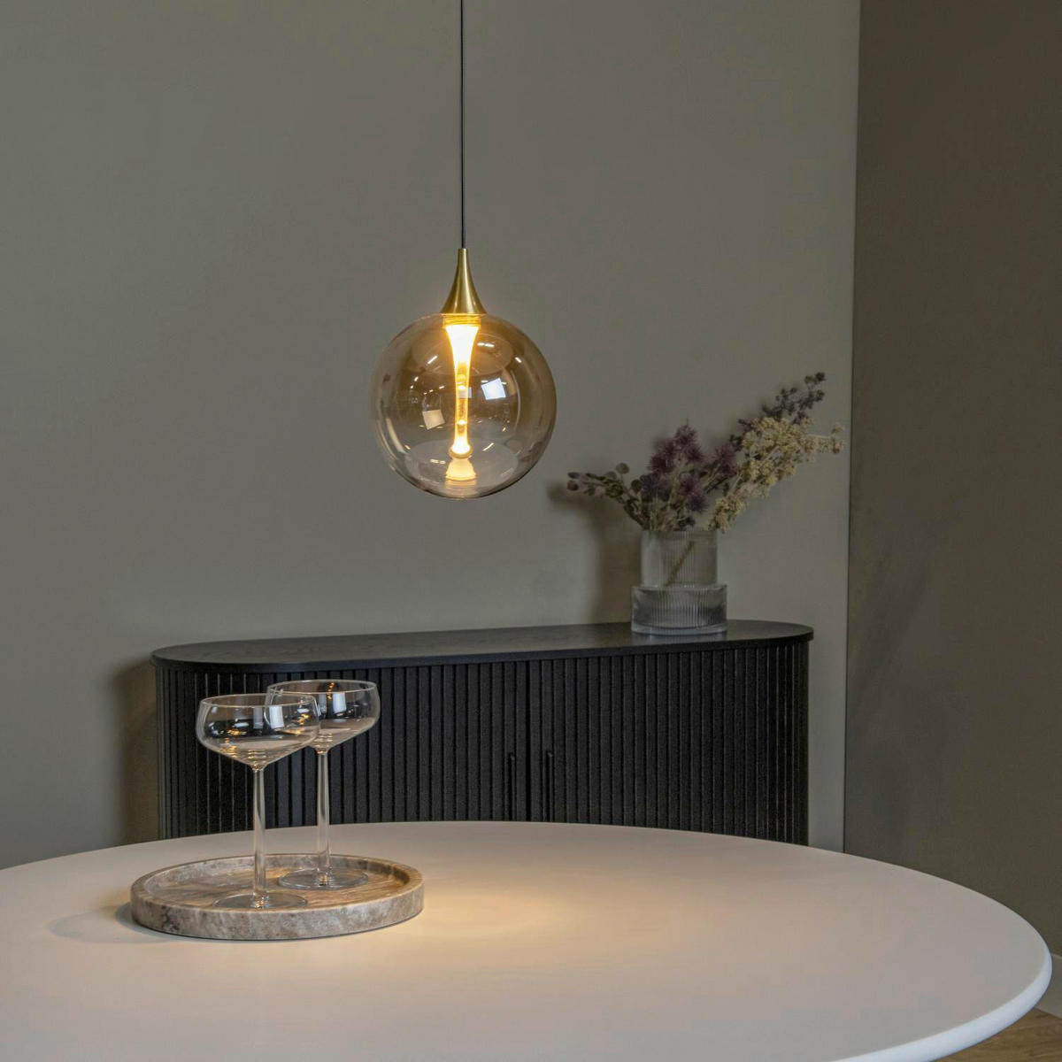 LED-HÄNGELEUCHTE GISELA 16/16/150 cm   - Schwarz/Orange, Design, Glas (16/16/150cm) - Lucide