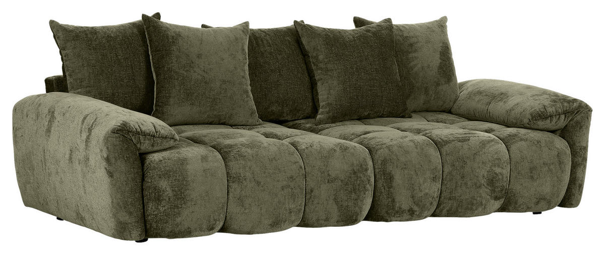 BIG SOFFA i chenille mörkgrön  - svart/mörkgrön, Design, textil/plast (265/67/130cm) - home24