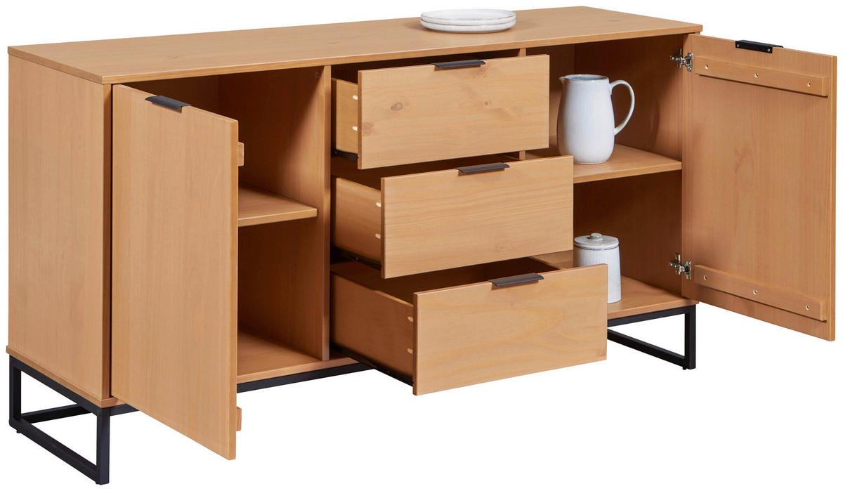 SIDEBOARD  in 150/80/45 cm  - Eichefarben/Schwarz, Design, Holz/Metall (150/80/45cm) - Livetastic