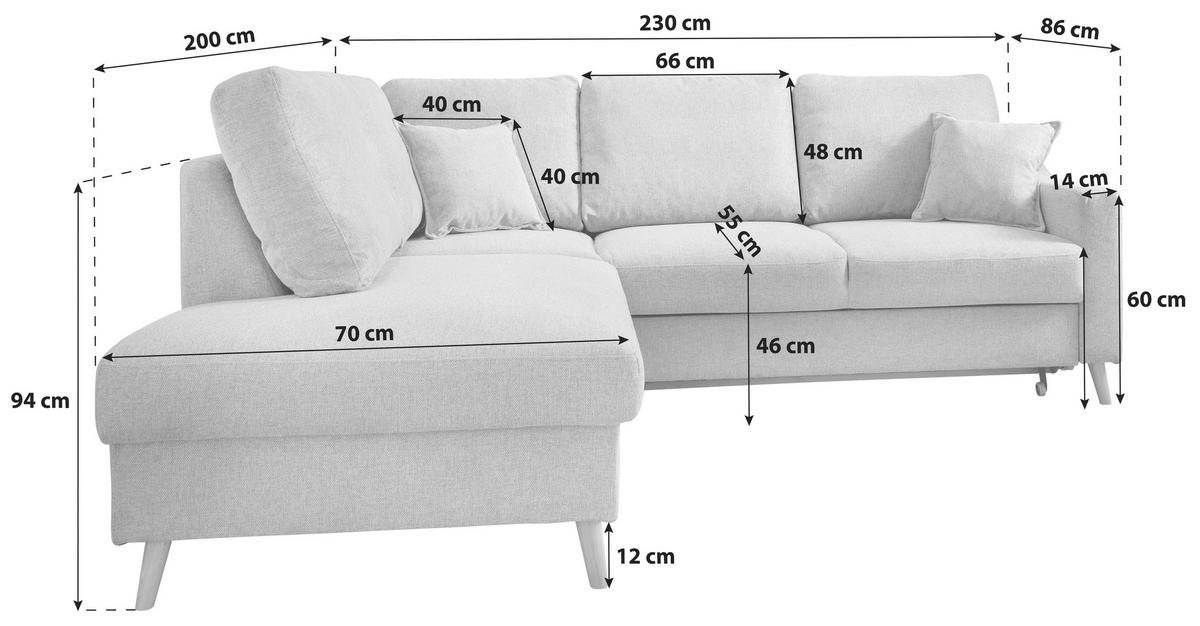 ECKSOFA in Struktur Anthrazit  - Anthrazit/Naturfarben, Konventionell, Holz/Textil (200/230cm) - P & B