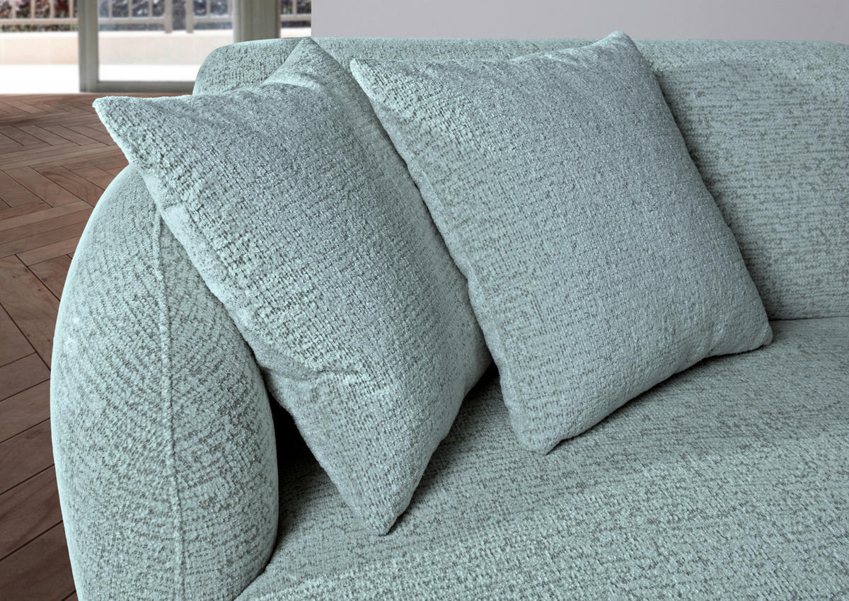 ECKSOFA  in Flachgewebe Mintgrün Zierkissen, Rücken echt, Sitztiefenverstellung  162/275 cm  - Schwarz/Mintgrün, MODERN, Kunststoff/Textil (162/275cm) - Carryhome